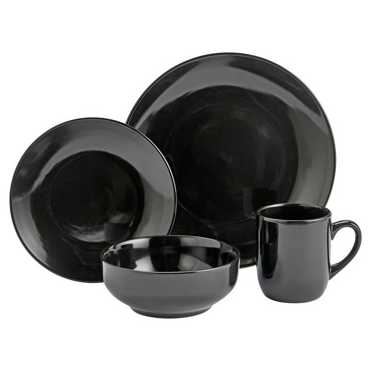 Argos Home Bosa 16 Piece Stoneware Dinner Set - Black 0