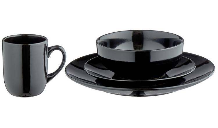 Black stoneware outlet dinner set