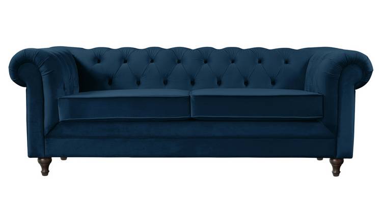 Habitat blue store velvet sofa