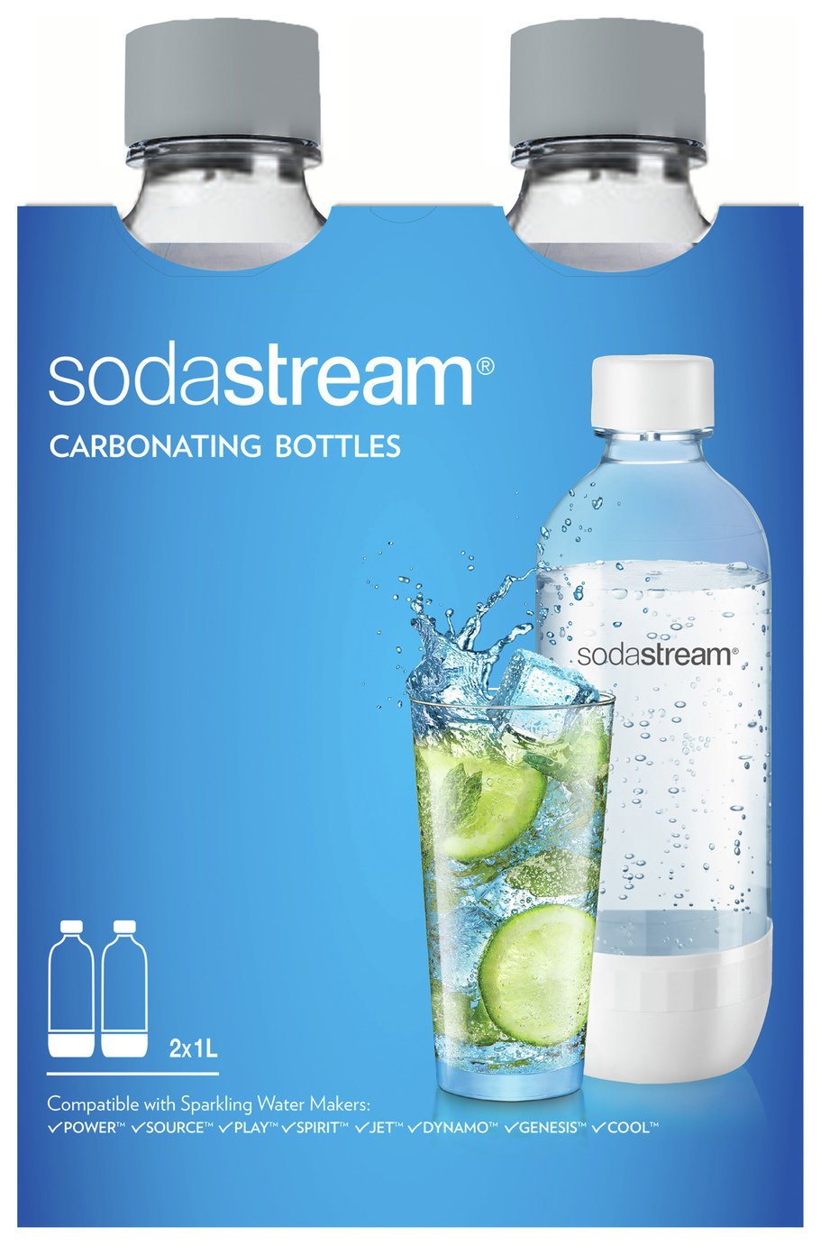 SodaStream 2 x 1 Litre Bottles - Grey