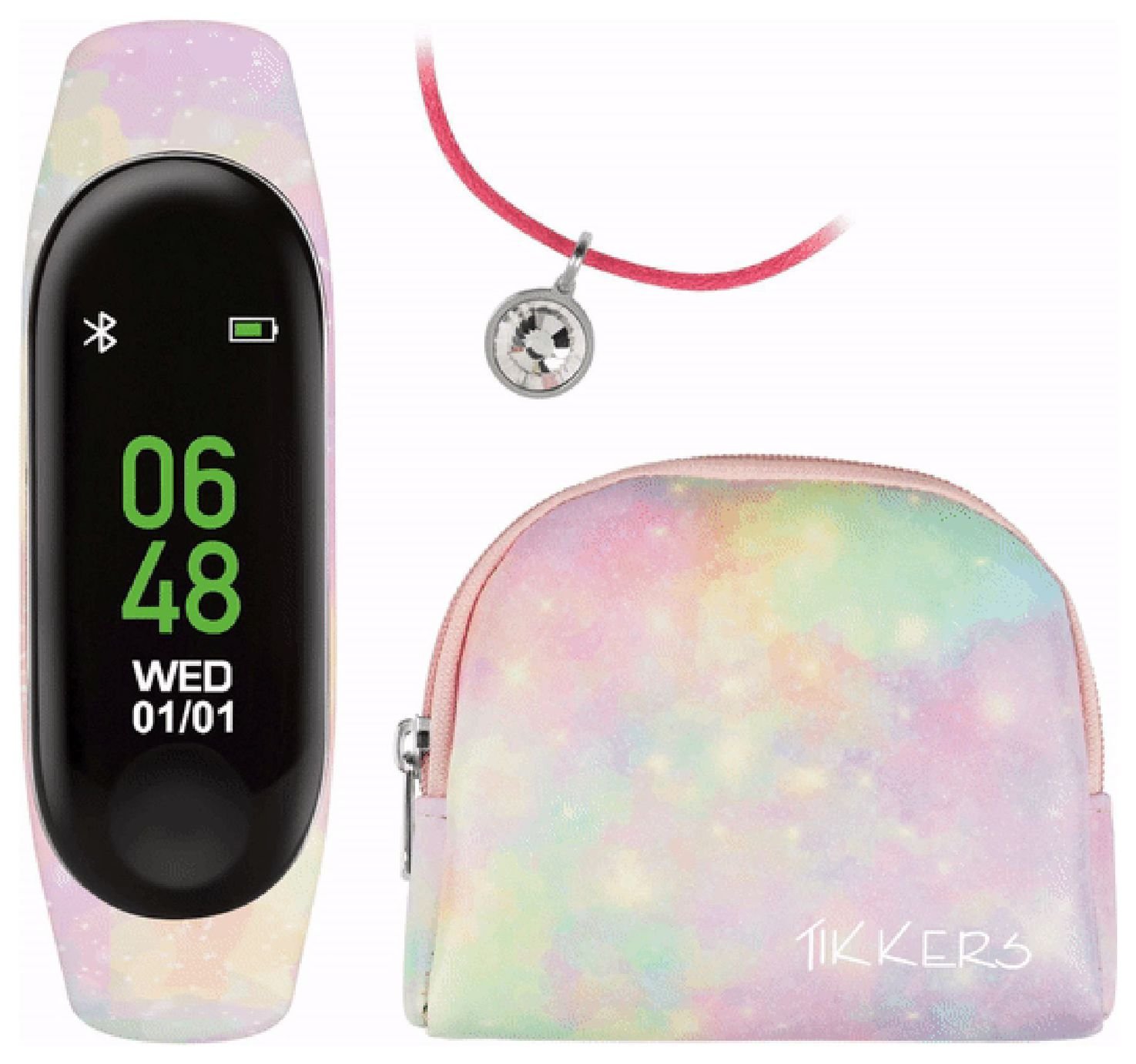 Tikkers Girls Multicolor Silicone Strap Fitness Tracker Set
