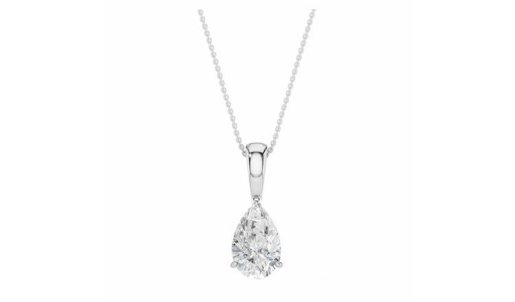Pure Brilliance 9ct White Gold 1ct Diamond Pear Solitaire Pendant Necklace