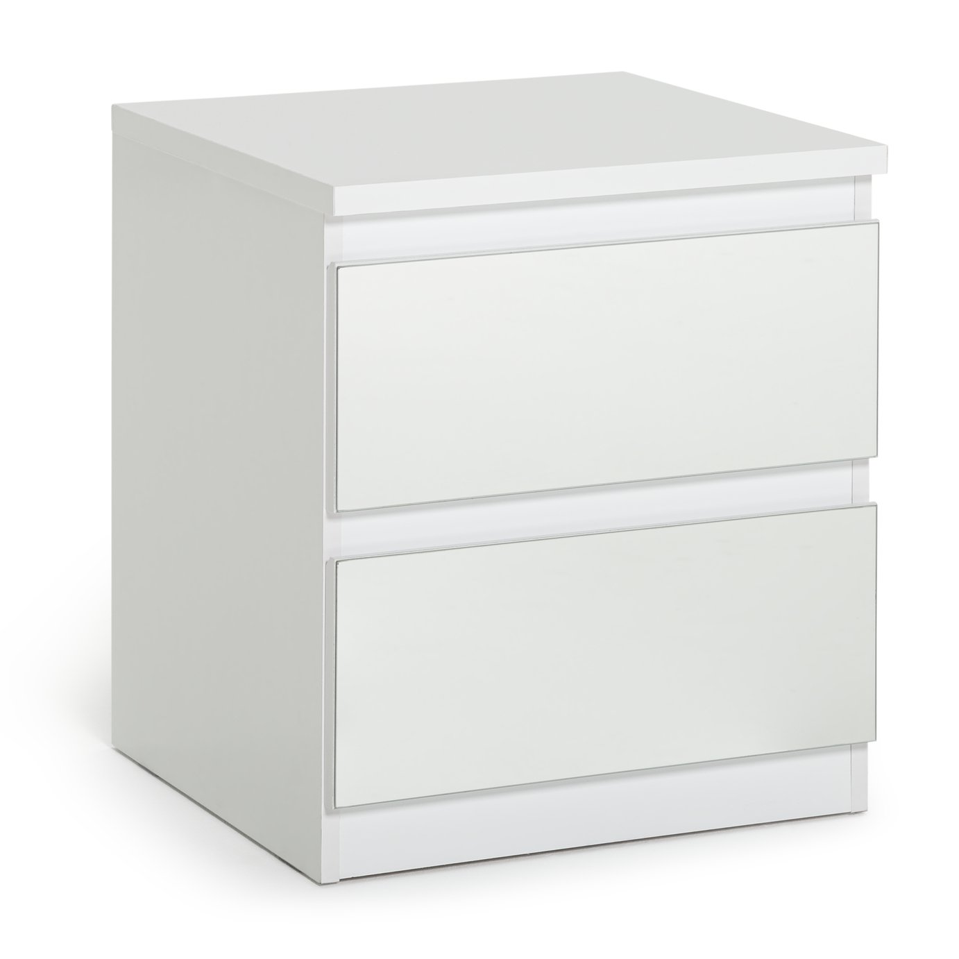 Habitat Jenson Gloss 2 Drawer Mirror Bedside Table -White