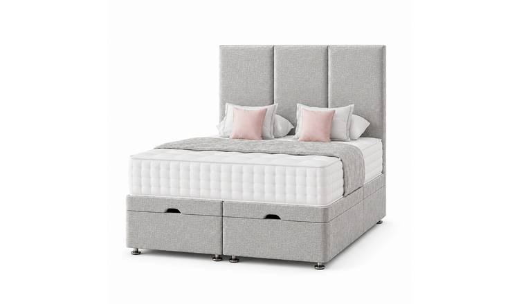 Comfy Deluxe King End‑lift Ottoman Plush Storage Bed Set - Silver