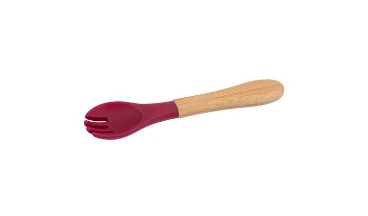 Tiny Dining Bamboo Baby Weaning Fork with Silicone Tip - Red