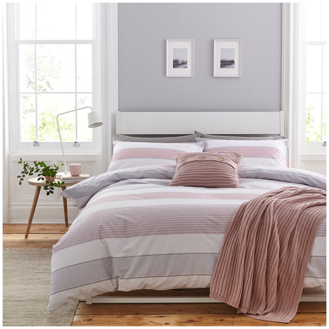 Catherine Lansfield Blush Newquay Stripe Bedding Set- Single Review