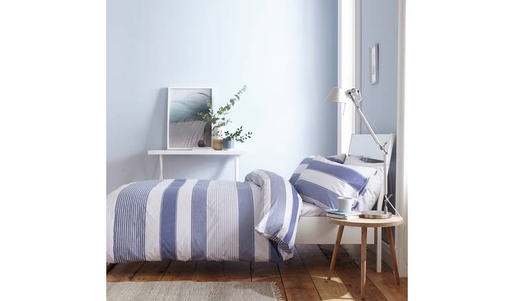 Catherine Lansfield Blue Newquay Stripe Bedding Set - Double
