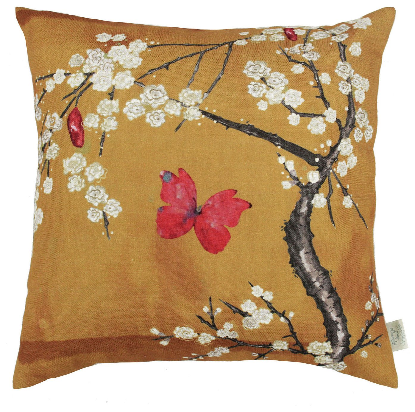 Angel Strawbridge Blossom Butterfly Cushion Ochre - 45x45cm