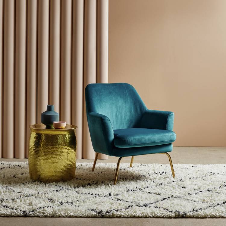 Habitat Celine Velvet Accent Chair - Blue 0