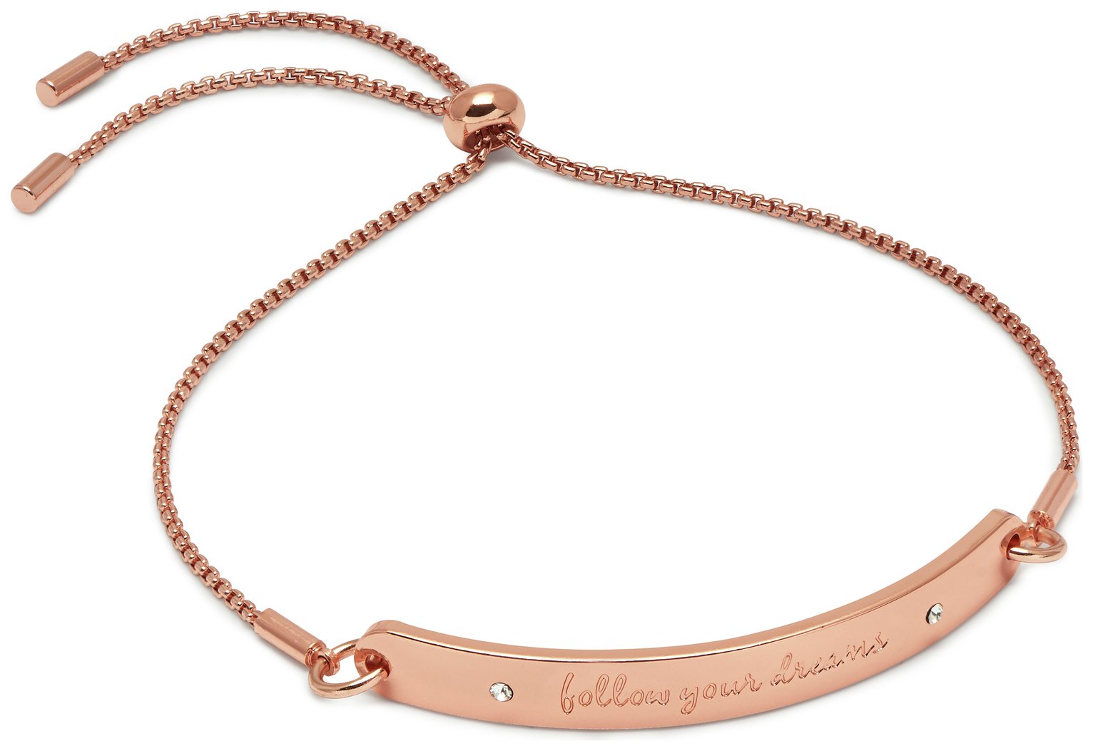 Amelia Grace Rose Gold Coloured Message Bar Bracelet