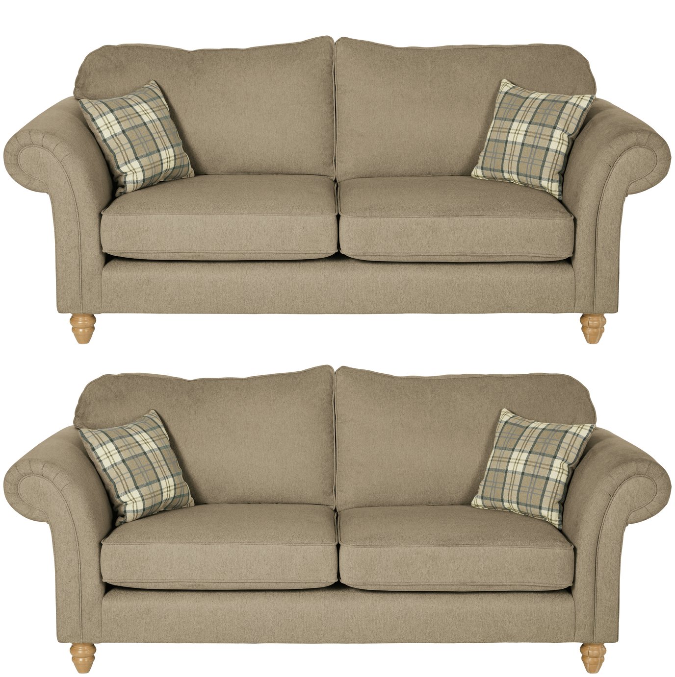 Argos Home Windsor Pair of Fabric 3 Seater Sofas - Natural