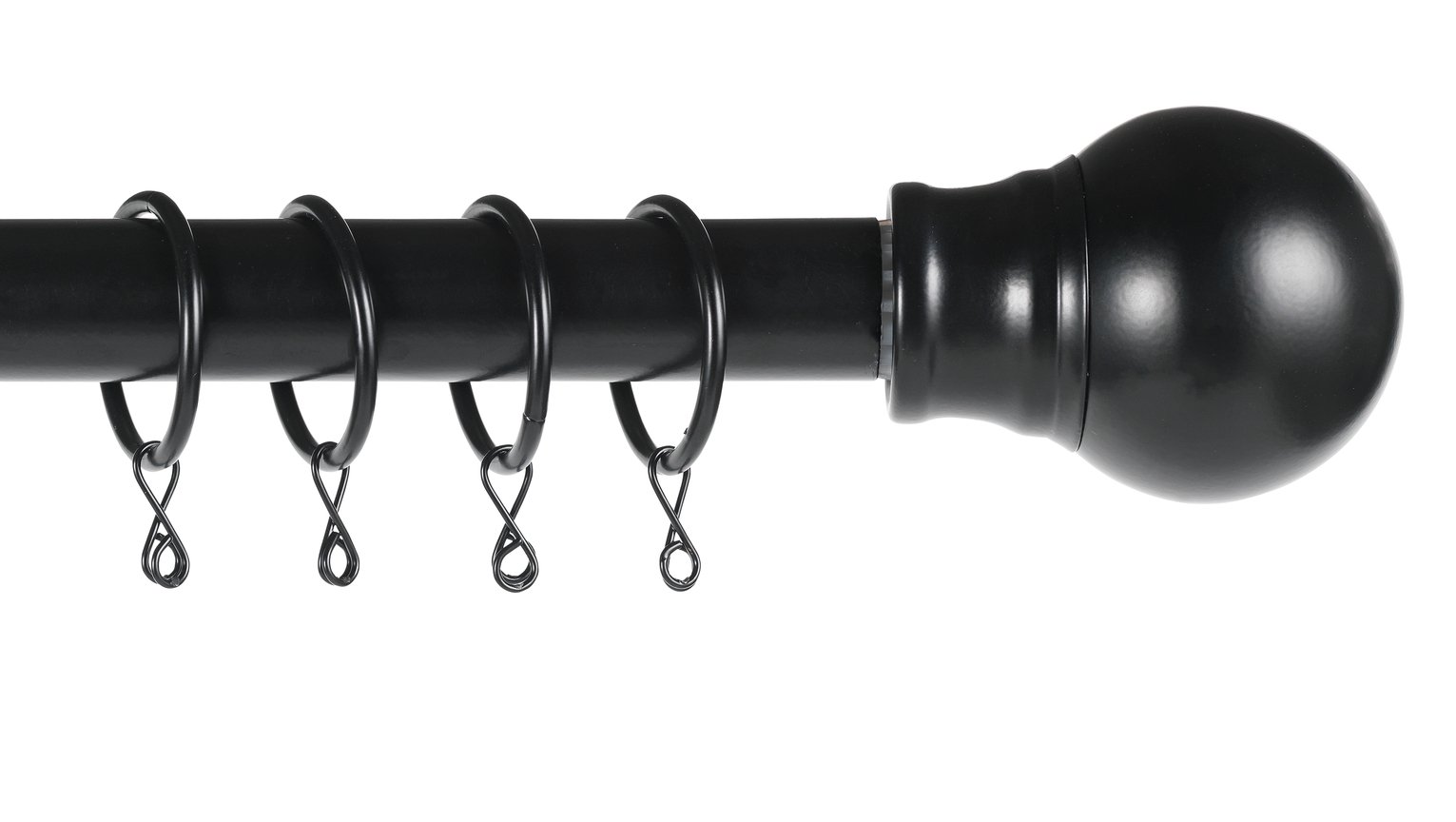 Argos Home Ext Metal Classic Ball Curtain Pole - Black