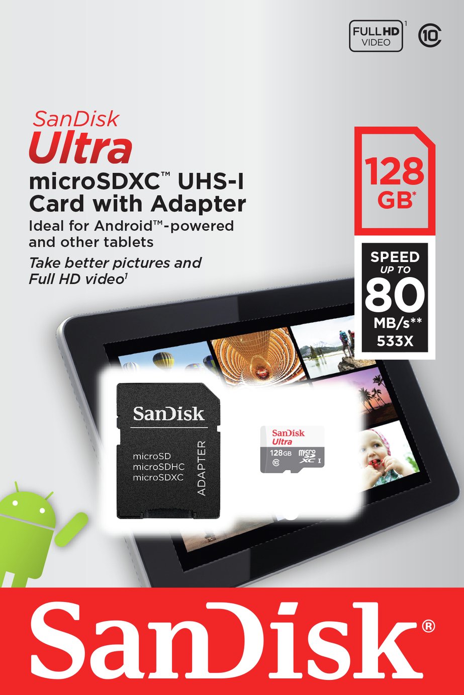 SanDisk Ultra 80MBs MicroSDXC Memory Card - 128GB