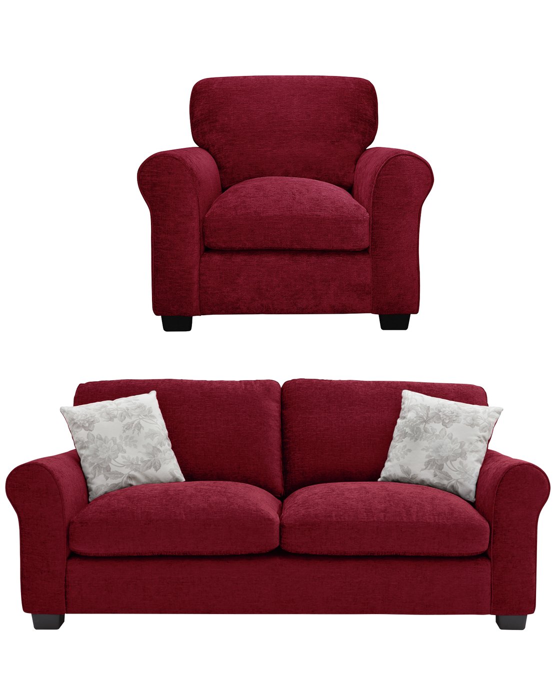 Argos Home Tammy Fabric Chair and 3 Seater Sofa - Wine