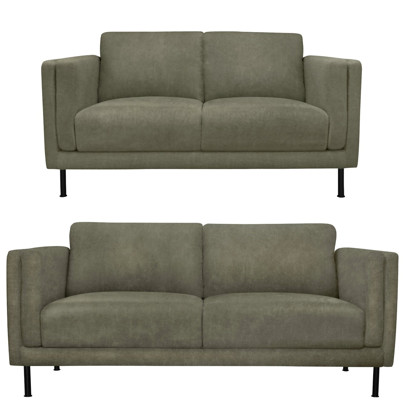 Argos Home Hugo Faux Leather 2 Seater & 3 Seater Sofa - Grey