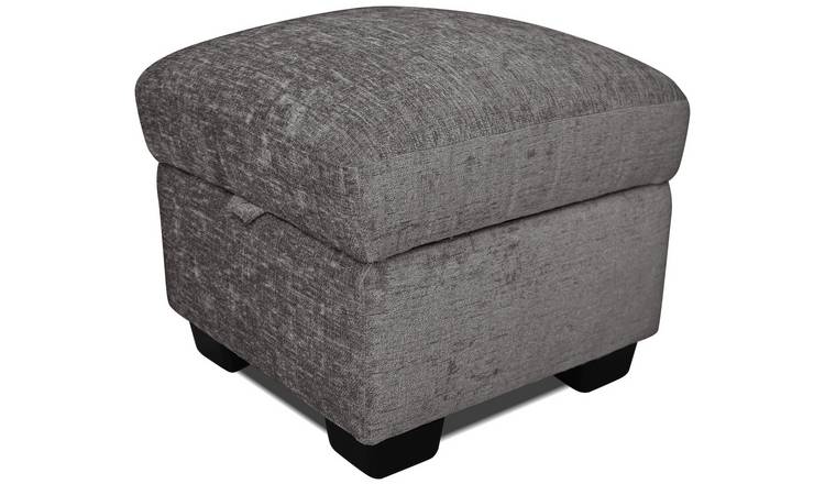 Argos Home Tammy Fabric Storage Footstool - Charcoal