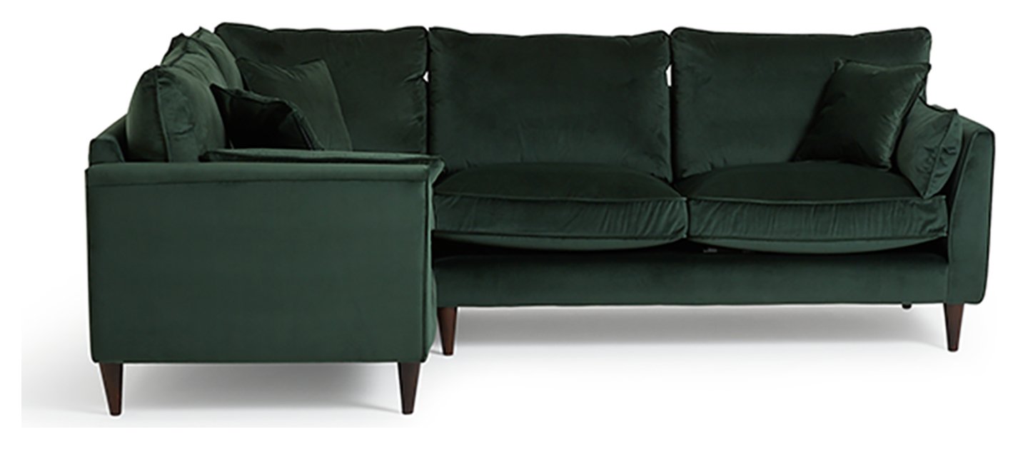 Habitat Hector Left Corner Velvet Sofa - Green