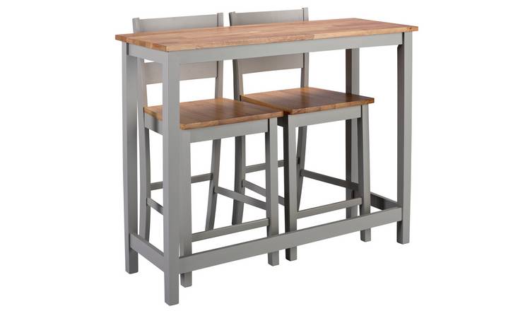 Buy Habitat Chicago Bar Table and 2 Stools Grey Space saving