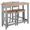 Home Chicago Oak Grey Bar Table & 2 Grey Chairs