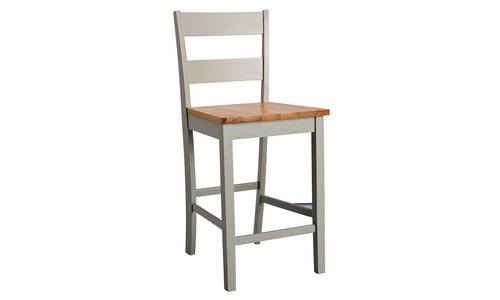 Home Chicago Oak Grey Bar Table & 2 Grey Chairs