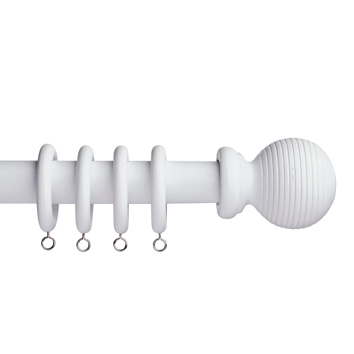 Argos Home 2.4m Grooved Ball Wooden Curtain Pole - White