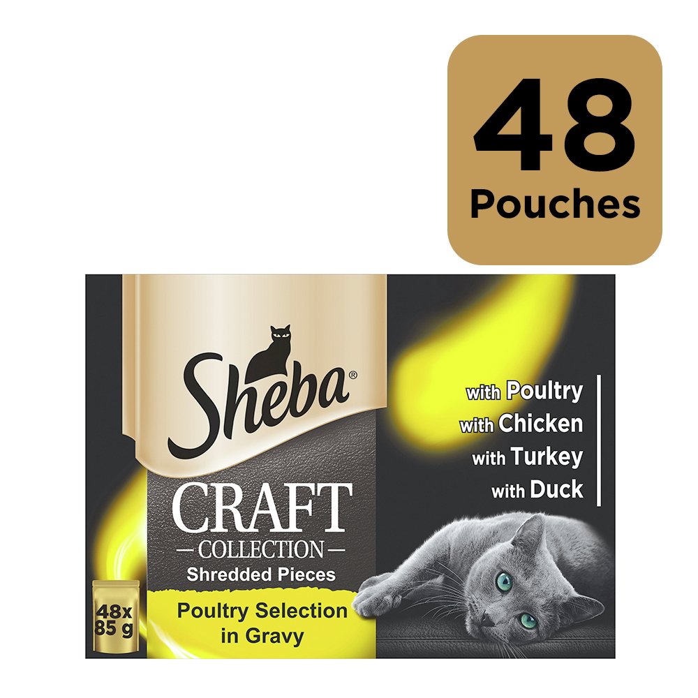 Sheba Craft Poultry in Gravy Wet Adult Cat Food 48 Pouches