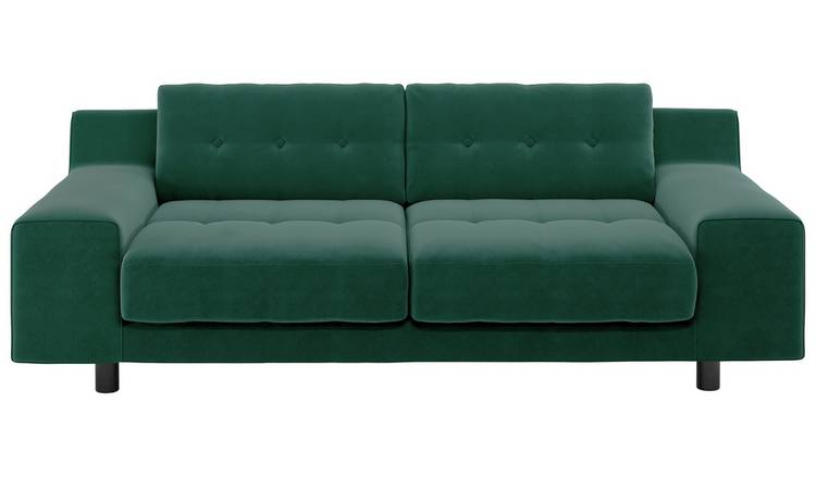 Habitat Hendricks 3 Seater Velvet Sofa - Emerald Green