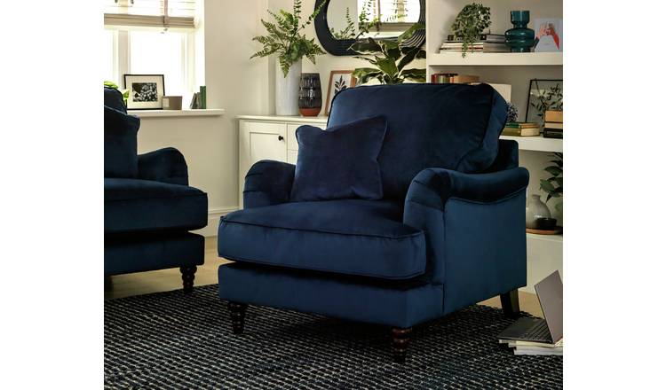 Habitat blue velvet outlet chair