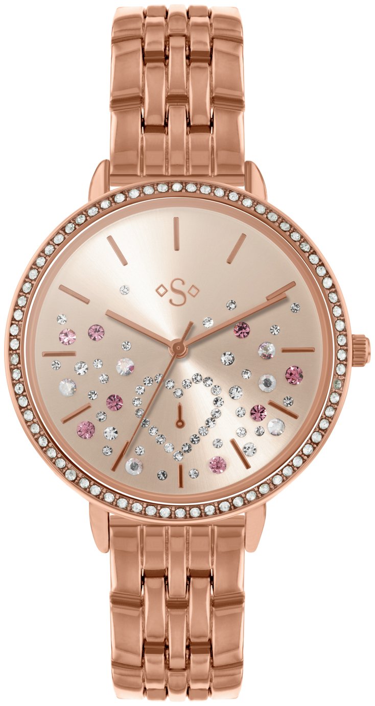 Spirit Ladies Stone Set Rose Gold Colour Bracelet Watch 8878715