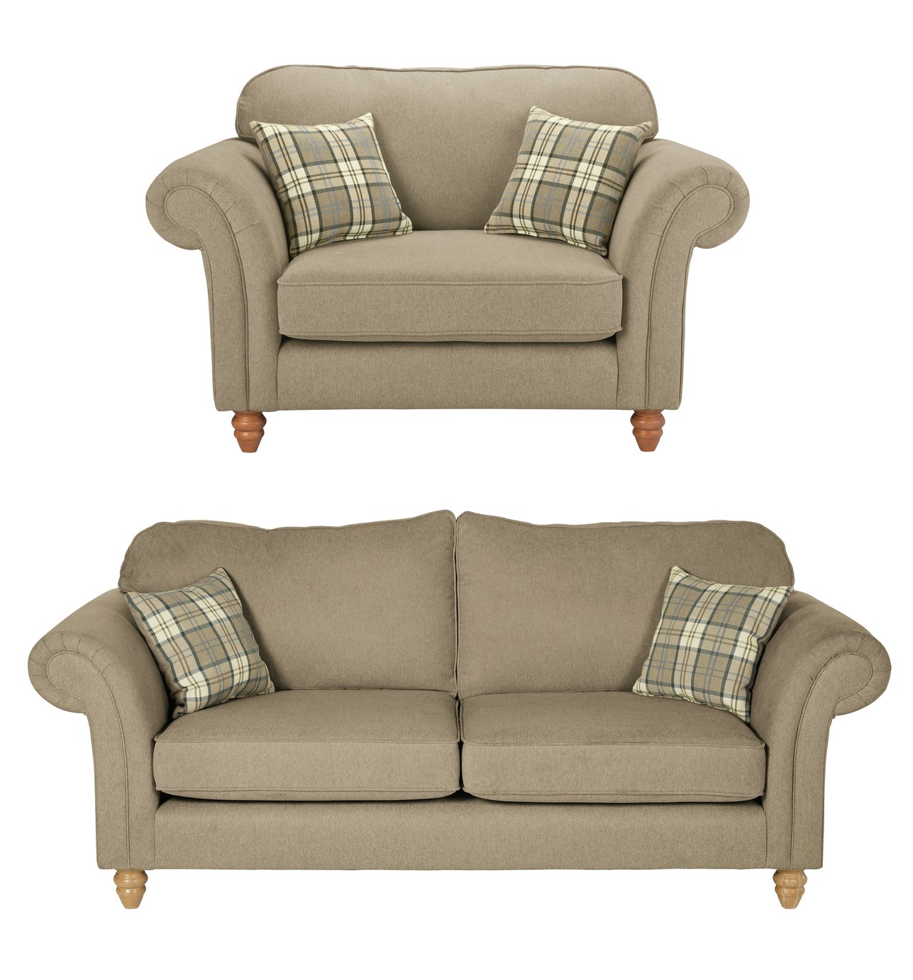 Argos Home Windsor Fabric Chair & 3 Seater Sofa - Natural