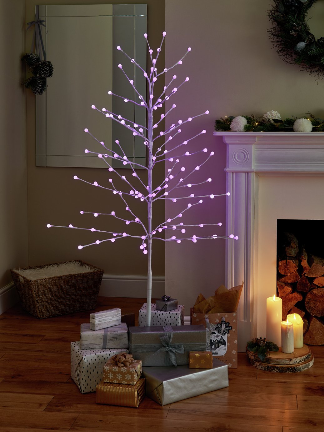 Argos Home 5ft Multifunction Berry Light Tree - White