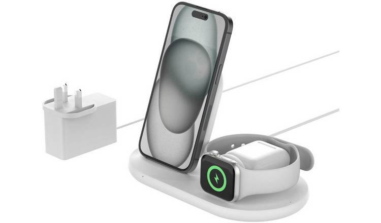 Buy Belkin 3 in 1 Wireless Charger Stand Including Plug - White