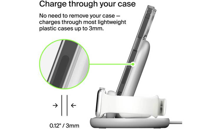 Buy Belkin 3 in 1 Wireless Charger Stand Including Plug - White | Mobile phone chargers | Argos