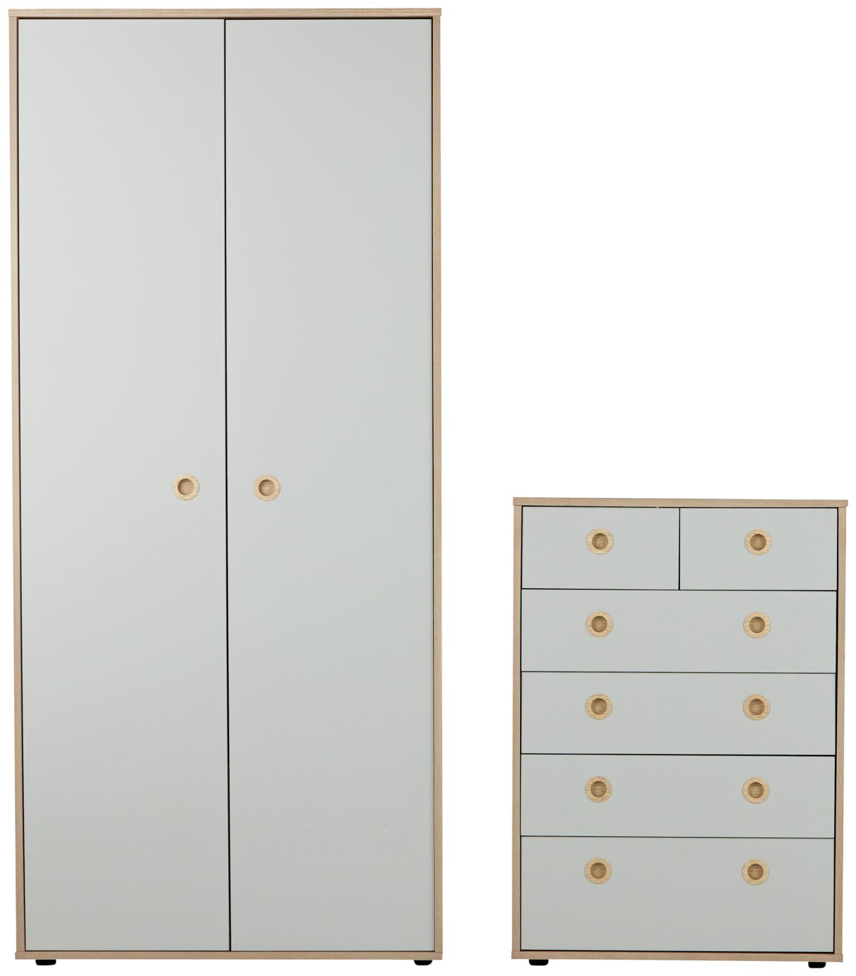 Habitat Kids Camden 3 Pc 2 Door Wardrobe Set -Grey & Acacia