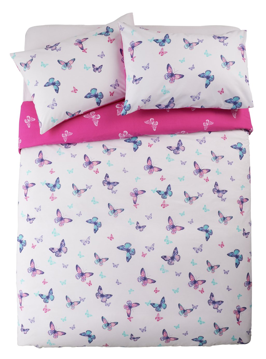 Argos Home Reverse Pink Butterfly Bedding Set - Double