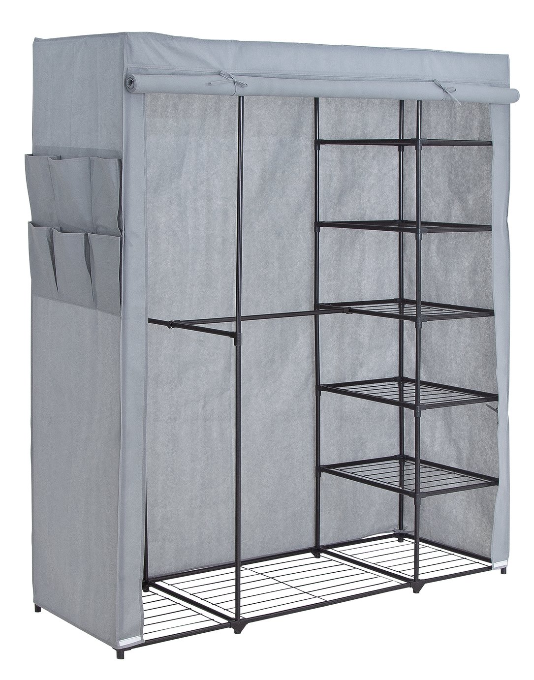 Argos Home Triple Metal Framed Fabric Wardrobe - Grey