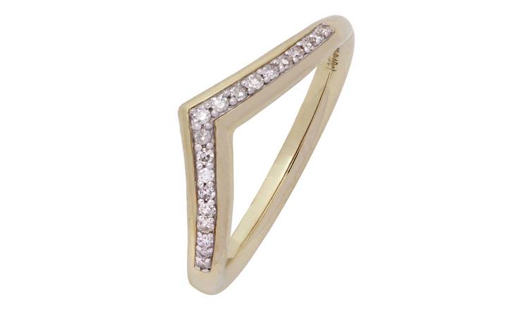 Revere 9ct Gold 0.10ct tw Diamond Wishbone Wedding Ring - P