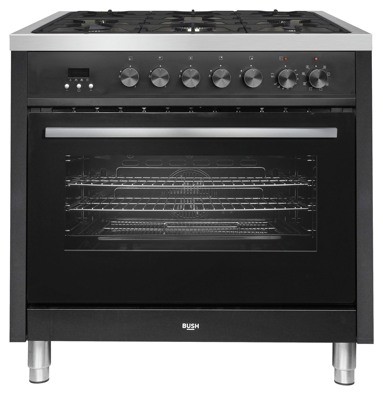 Bush BRC90DFBLK 90cm Dual Fuel Range Cooker - Black