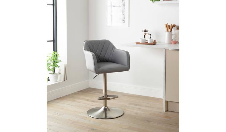 Buy Argos Home Ellington Quilted Faux Leather Bar Stool Grey