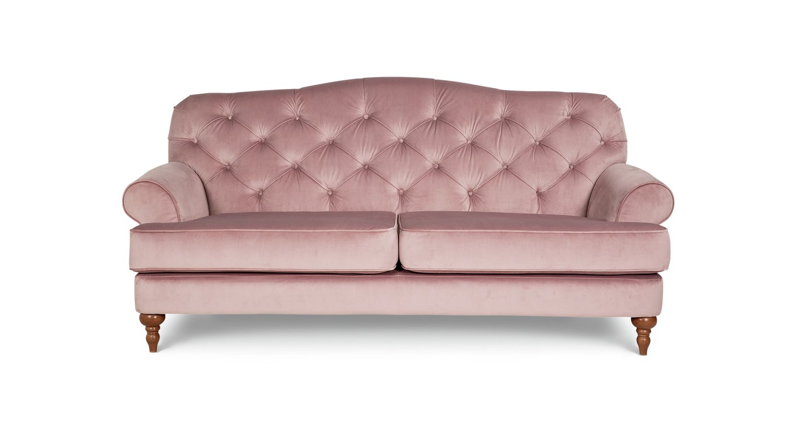 Habitat Valerie 3 Seater Velvet Sofa - Blush Pink