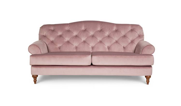 Habitat Valerie 3 Seater Velvet Sofa - Blush Pink
