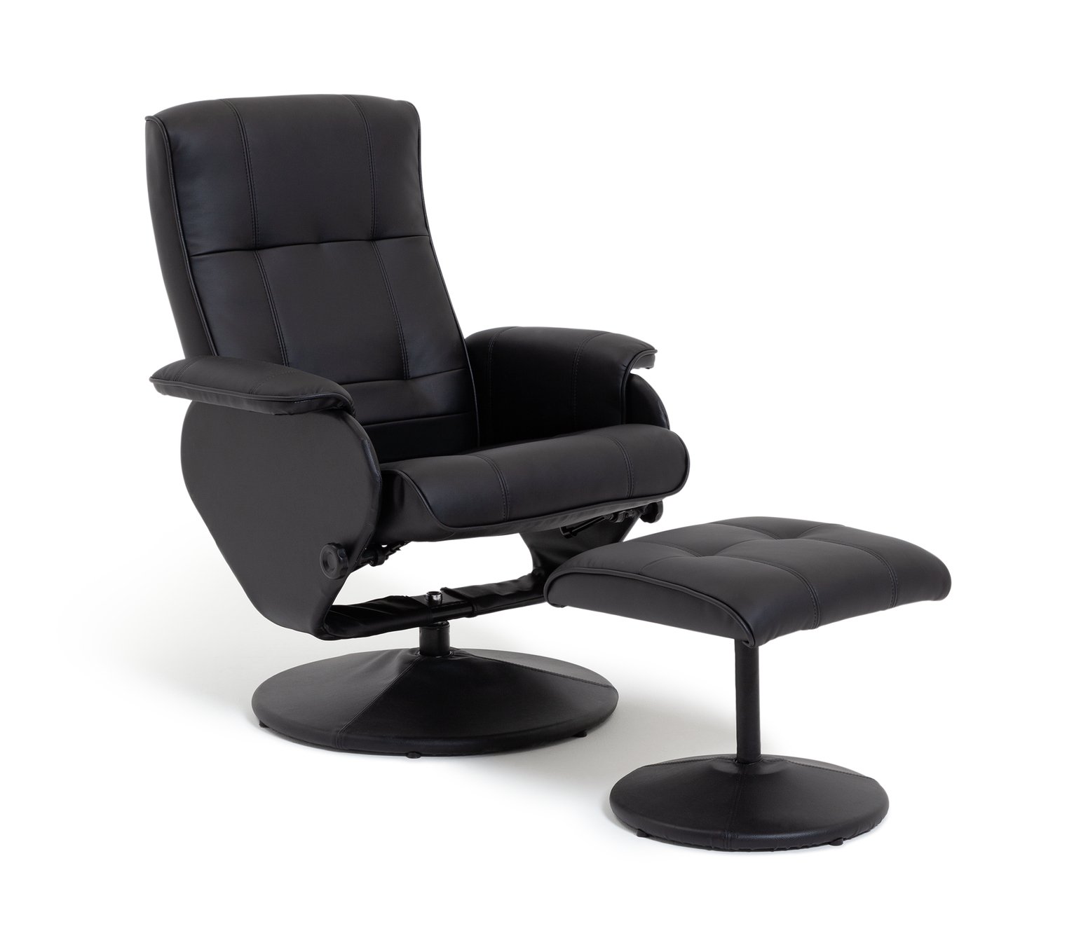 Argos Home Rowan Faux Leather Swivel Chair & Footstool-Black