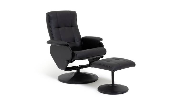 Buy Argos Home Rowan Faux Leather Swivel Chair & Footstool Black