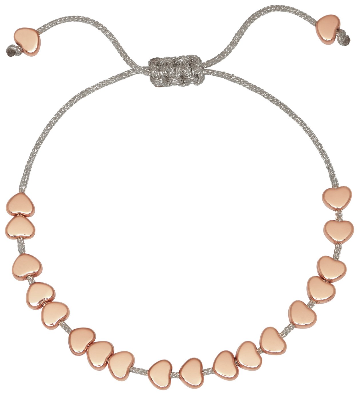 Amelia Grace Rose Gold Coloured Heart Bead Thread Bracelet