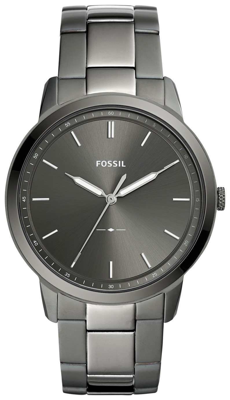 Fossil Minimalist Mens Smoke Stainless Steel Watch (8887737) | Argos ...