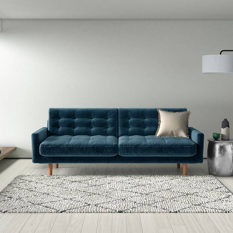Habitat Fenner Velvet 3 Seater Sofa - Emerald 0