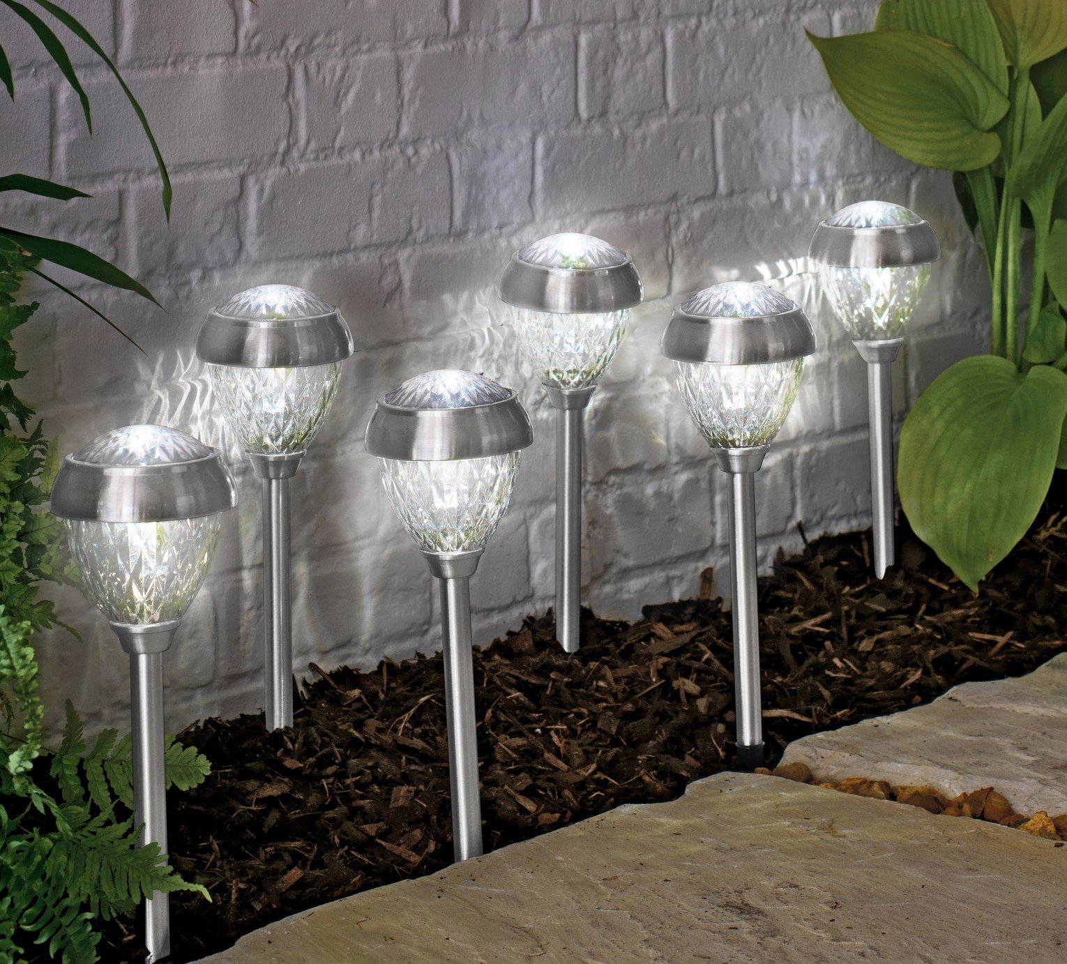 Garden by Sainsbury's Stainless Steel  Twin Solar Lights