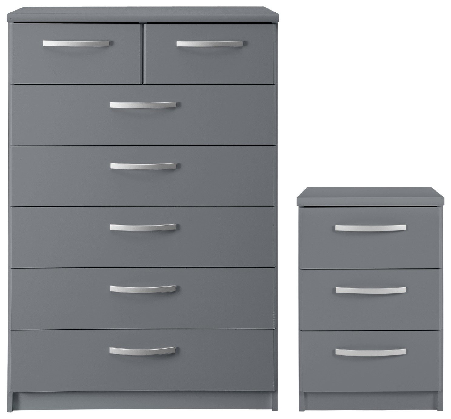 Argos Home Hallingford Bedside & 5+2 Drawer Chest Set - Grey