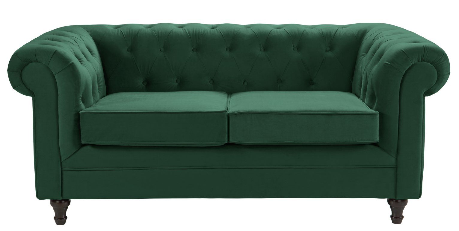 Habitat Chesterfield Velvet 2 Seater Sofa - Green