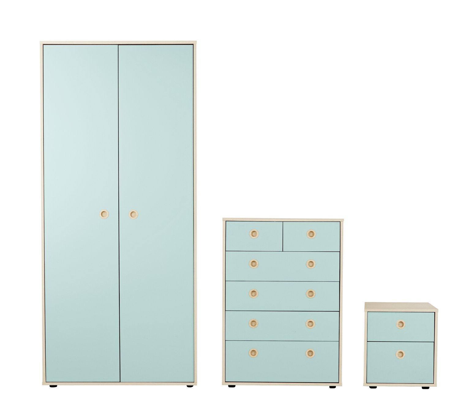 Argos Home Camden Blue & Acacia 2 Door Wardrobe Package